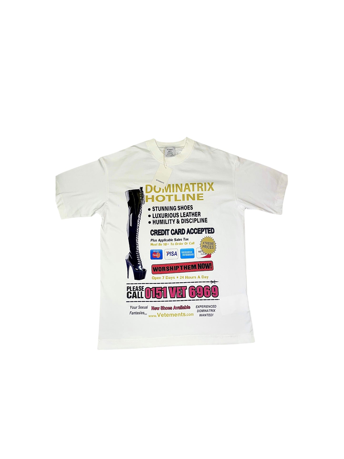 VETEMENTS DOMINATRIX HOTLINE TEE