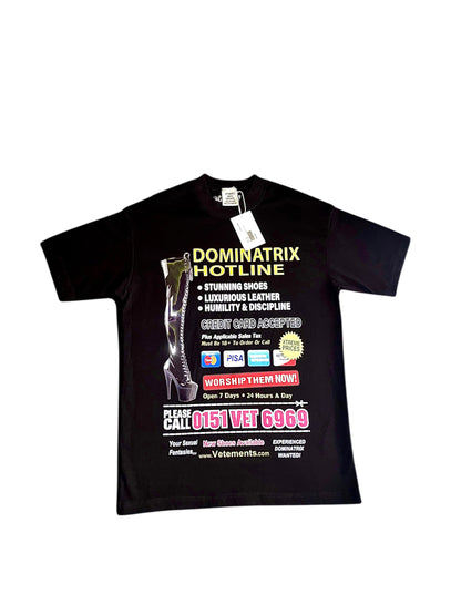 VETEMENTS DOMINATRIX HOTLINE TEE