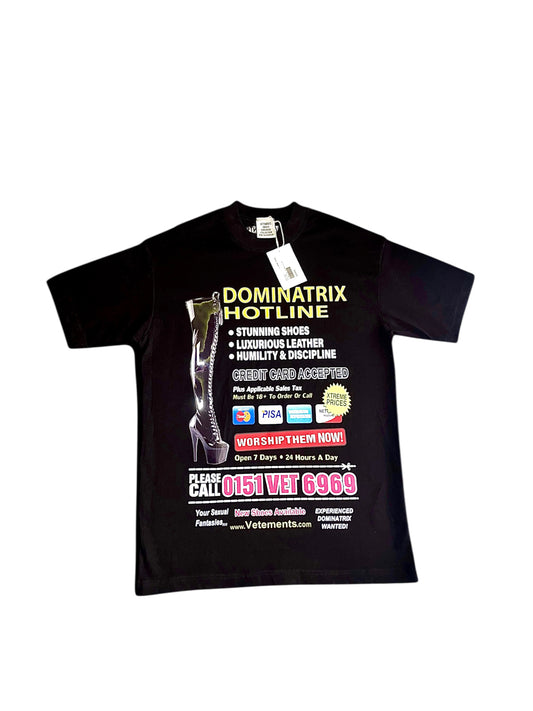 VETEMENTS DOMINATRIX HOTLINE TEE