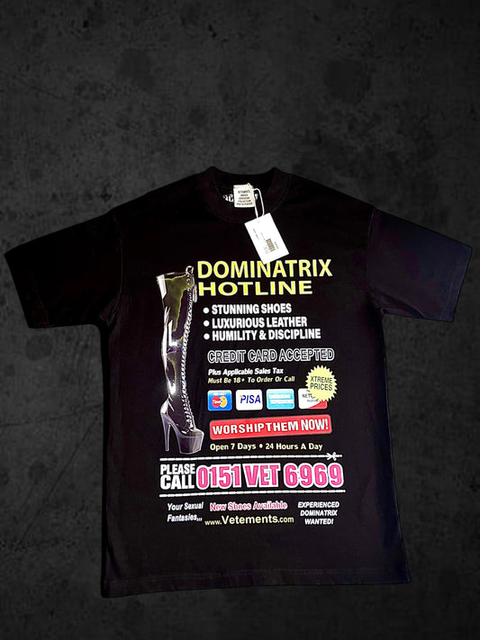 VETEMENTS DOMINATRIX HOTLINE TEE